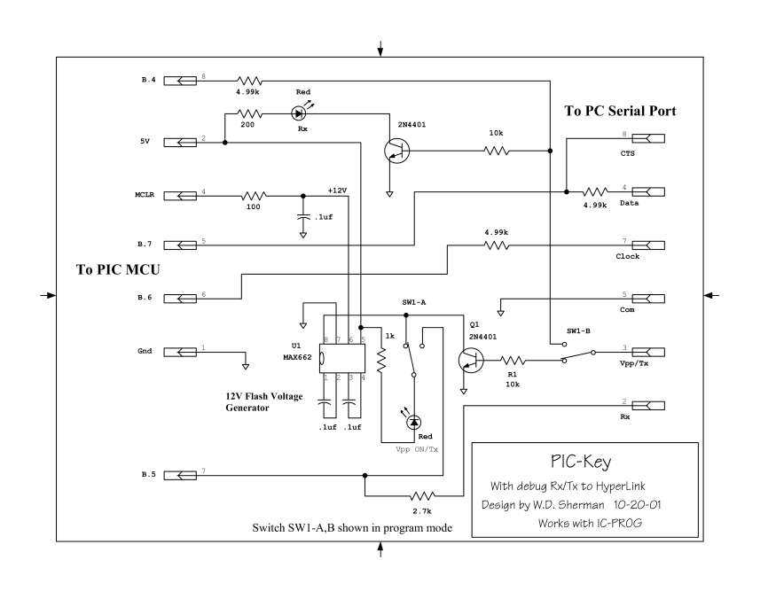 Schematic of PIC-KEY with debug