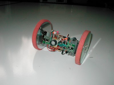 Rollie, a two wheeled robot with CD's for wheels